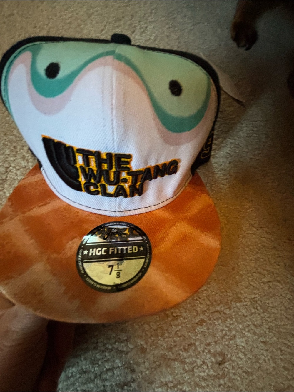 The Wu-Tang Clan Fitted Hat - White, Teal & Orange